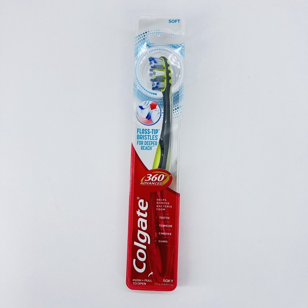 Colgate 360 Advanced Floss-Tip Soft Bristles Toothbrush Tongue Cleaner Yellow